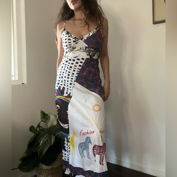 NWT Printed Midi Dress Sz S/M - Picture 3 of 7